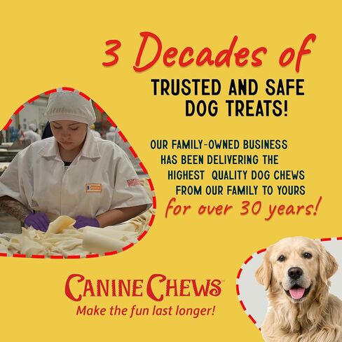 Canine Chews 10" Beef Basted Rawhide Bones for Large Dogs - 20 Pack - Hand-Rolled Dog Chews Basted in Beef Broth - Promotes Dental Health in Kuwait
