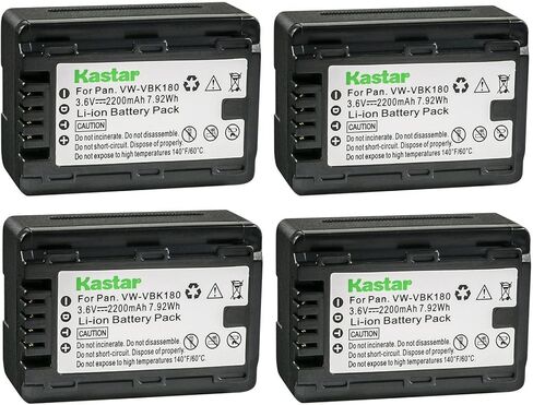 بطارية Kastar 2-Pack VW-VBK180 بديلة لباناسونيك SDR-H101GK، SDR-H101K، SDR-H101R، SDR-H85، SDR-H85A، SDR-H85K، SDR-H85S، SDR-HS85P، SDR-HS85PC، SDR-H95 ، كاميرا SDR-H95K، SDR-S45، SDR-S50A in Saudi Arabia