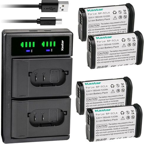 Kastar LTD2 USB Battery Charger Replacement for Leica BP-SCL4 16062 Rechargeable Lithium-Ion Battery, Leica BC-SCL4 Charger, Leica S, Leica Q2, Leica SL Series, Leica SL Typ 601 Camera in Saudi Arabia
