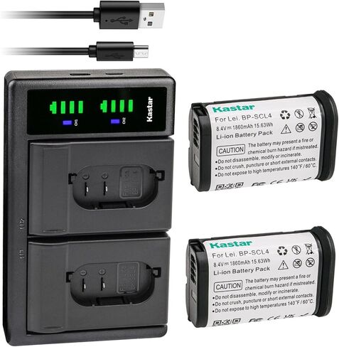 Kastar LTD2 USB Battery Charger Replacement for Leica BP-SCL4 16062 Rechargeable Lithium-Ion Battery, Leica BC-SCL4 Charger, Leica S, Leica Q2, Leica SL Series, Leica SL Typ 601 Camera in Saudi Arabia