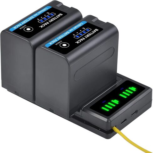 بطارية NP-F970 NP-F960 7800 مللي أمبير في الساعة 2 حزمة بطارية عالية السعة مع شاحن مزدوج LED لسوني NP-F960 NP-F750 NP-F770 NP-F550 NP-F530 NP-F570 بطارية YONGUO Godox LED Videl Light in Kuwait