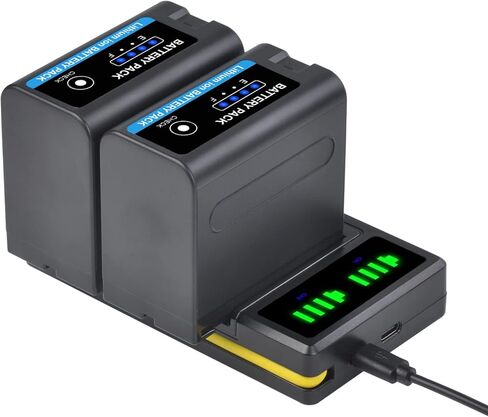 بطارية NP-F970 NP-F960 7800 مللي أمبير في الساعة 2 حزمة بطارية عالية السعة مع شاحن مزدوج LED لسوني NP-F960 NP-F750 NP-F770 NP-F550 NP-F530 NP-F570 بطارية YONGUO Godox LED Videl Light in Kuwait