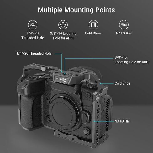 SmallRig GH6 Cage for Panasonic GH6, Full Cage with Integrated NATO Rail, Cold Shoe Mount and Quick Release Plate for Arca- 3784 in Saudi Arabia