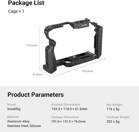SmallRig GH6 Cage for Panasonic GH6, Full Cage with Integrated NATO Rail, Cold Shoe Mount and Quick Release Plate for Arca- 3784 in Saudi Arabia