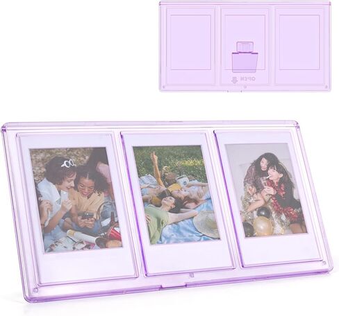 إطار صورة مجمعة مع ثلاث فتحات مقاس 2x3 بوصة - إطار صور صغير 3 في 1 متوافق مع فيلم Fujifilm/Polaroid Instax 2x3 - أخضر نعناعي in Kuwait