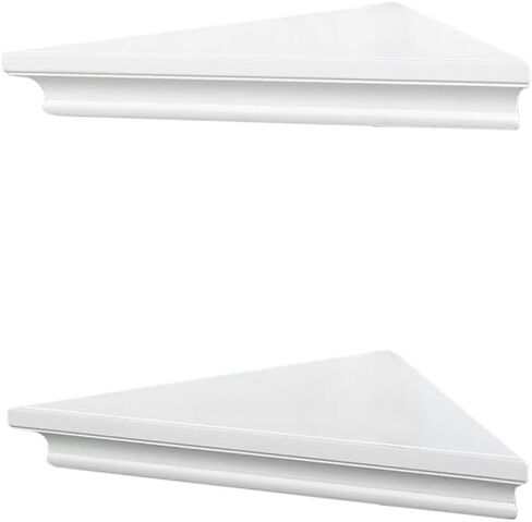 رف حائط زاوية أسود من AHDECOR، أرفف زاوية خشبية مثبتة على الحائط، مجموعة من 2 in Kuwait