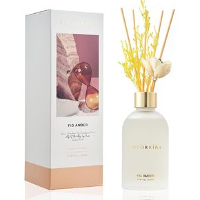 COCORRÍNA Reed Diffuser -Ginger Patchouli 6.76 oz Flower Reed Diffuser Set with 8 Sticks - Home Fragrance Office Bedroom Bathroom Shelf Decor