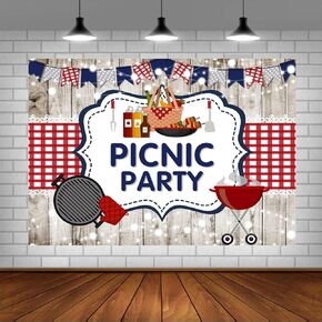 Lofaris Picnic Birthday Party Backdrop Kids BBQ Birthday Brunch Baby Shower Background Summer Bridal Shower Party Decor Cake Table Banner 5x3ft