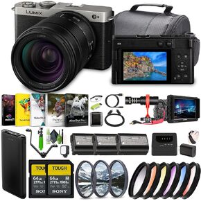 Panasonic LUMIX S9 Mirrorless Full Frame Camera with 28-200mm L Mount Lens- Silver-Bundle with 2X 64GB Memory Card + Lilliput 7" Full HD Monitor + Video LED Light + Rode Microphone and More