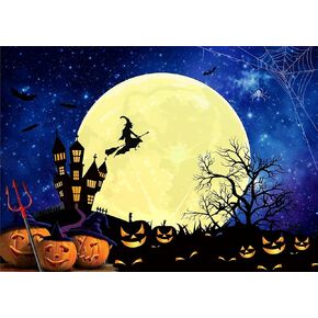 LTLYH 7x5ft Halloween Backdrop Halloween Large Moon Horrible Pumpkin Photography Backdrop Halloween Scary Party Banner Decoration Photo Backdrop 227