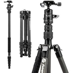 Fotopro 60inch Carbon Fiber Travel Tripod, Compact Camera Tripod with Ball Head Quick Release Plate for DSLR SLR, Detachable Monopod with Camera Bag, Load up to 17.63lbs/8KG, X-go E 2 Carbon Fiber