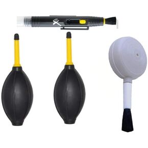 Lens Cleaning Kit Contains 2 Pcs Rubber Air Blower Duster, Lens Cleaning Pen, Blower Brush Dust Cleaner and Carrying Pouch, for Lens, Camera, SLR, Telescope, Magnifying Glass, Phone