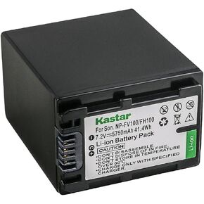 Kastar 1-Pack NP-FV100 Battery 7.2V 5750mAh Replacement for Sony HDR-PJ650, HDR-PJ670, HDR-PJ710, HDR-PJ740, HDR-PJ760, HDR-PJ780, HDR-PJ790, HDR-PJ810, HDR-PJ820, HDR-PJ820E, HDR-TD10 Camcorder