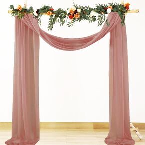 Chiffon Wedding Arch Draping Fabric 29'' x 20 FT Sheer Fabric for Draping Fitted Ceiling Draped Arbor Backdrop Curtain for Wedding Ceremony Party Engagement Bridal Shower Decor (Dusty Rose, 1 Panel)