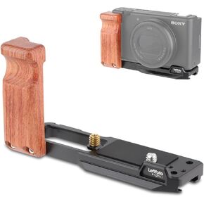 LEFTFOTO ZV-1 II L Bracket Quick Release Plate with Wooden Grip for Sony ZV-1 II/ZV-1/ZV1F/ZV-1M2/ZV-1 Mark II Vlog Digital Camera,Fit Arca Swiss Standard for DJI RS Ronin Stabilizer