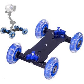 Camera Dolly Wheel, HuaerHui Scaled Video Table Dolly Rolling Slider Portable Mini Desktop Dolly Car for Low-Level Shooting Compatible w/DSLR Camera Camcorder Mirrorless Cameras Cellphones
