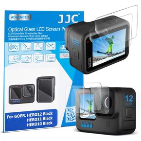 JJC 2 Pack Lens Screen Protector for GoPro HERO 12 11 10 Black Camera, 6 pcs Anti-Fingerprint Anti-Scratch Anti-Bubble - 9H Hardness 2.5D Rounded Edges Tempered Glass Screen Film Protector