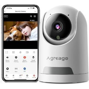 2.5K Indoor Camera, 360° Pan/Tilt WiFi Security Camera for Home, 2-Way Audio, Motion Detection Pet Camera Baby Monitor Dog Camera w/Night Vision, 24/7 Cloud & SD Card Storage