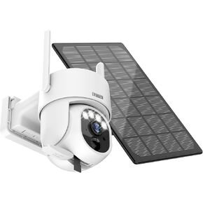 EVERSECU 2K Outdoor-Solar Security Camera Wireless with PTZ 360° View, Smart Siren, Spotlights, Color Night Vision, AI Human Detection, 2-Way Talk, Work with Alexa, Cloud/SD Card Storage