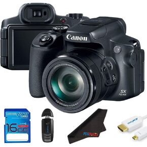 كاميرا Powershot SX70 HS الرقمية (الإصدار الدولي) + حزمة بطاقة ذاكرة SD سعة 16 جيجابايت (متجددة) in Kuwait