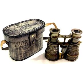 Nautical Marine Victorian Antique Binoculars with Leather Case Handmade Item Rustic Vintage Home Decor Gifts