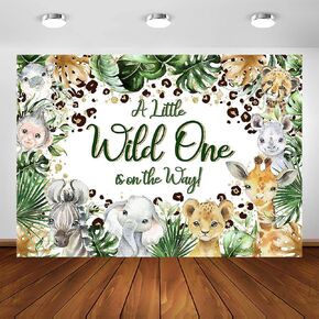 Avezano Safari Baby Shower Backdrop A Little Wild One is On The Way Jungle Safari Baby Shower Party Decorations Woodland Theme Baby Shower Photography Background Cake Table Banner (7x5ft)