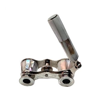 Binoculars with Handle- Captain's Mother of Pearl Nickel Finish Opera Glasses Binoculars-Pocket Size Handel Binoculars for Kids, Bird Watching, Hunting