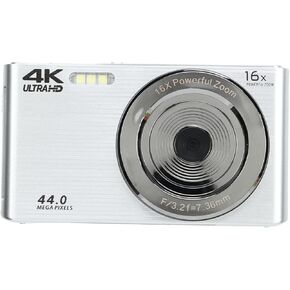 Digital Camera Vlogging Camera, 2.8in Screen 16X Digital Zoom Camera 44MP Photo 4K Video Camera, Built in Fill Light, USB Charging, 1200mAh, for Vlogger, Home, Travel (Black)