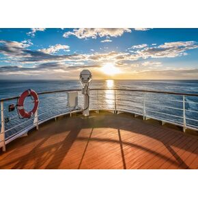 BELECO Cruise Ship Backdrop Fabric 7x5ft Cruise Ship Deck Party Backdrop Cruise Theme Decorations Summer Tropical Ocean Sunset Scenery Background Marine Sailor Nautical Birthday Photoshoot Props