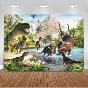 7X5FT Dinosaur Photography Background Dinosaur Party Banner 3D Kids Birthday Decoration Dinosaur Party Backdrops DH-203 Green