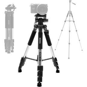 Movo MV-T5 57-inch Video Camera Tripod Stand with Pan Head - Lightweight Tripod for Camera and Phone Videos, Vlogging, Film - Aluminum Travel Tripod for DSLR Camera with Digital Camera Tripod Mount