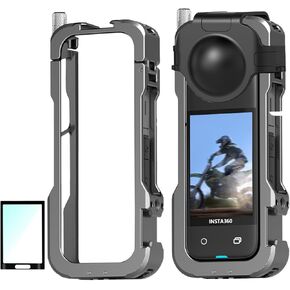 Aluminum Alloy Frame Cage + Lens Cap+Screen Protector for Insta 360 X4 Metal Multi-Functional Expansion Protective Case Cage Housing for Insta 360 X4 Accessories