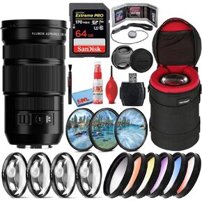 Fujifilm Fujinon XF 18-120mm f/4 LM PZ WR Zoom Lens (16780224) Bundle with SanDisk 64GB Extreme PRO SD Card + Close-Up Filters + Graduated Color Filters + Lens Case + Cap Keeper + Cleaning Kit + More