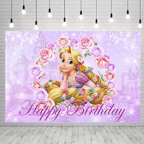 خلفية الأميرة رابونزيل لحفلات أعياد الميلاد لوازم لافتة متشابكة لتزيين الحفلات استحمام الطفل خلفية الصورة 59x38in in Kuwait