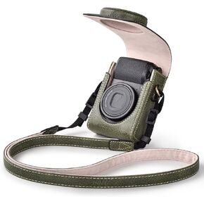 Rieibi Camera Case for Sony RX100 Series - Retro Leather Case for Sony ZV1F/ZV1/Ricoh GR IIIx/Ricoh GR III II/Panasonic LX9 LX10 LX15 - Sony Camera Carrying Bag Cover with Strap - Black