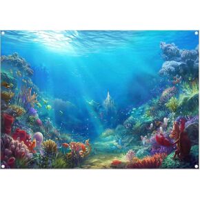 7x5ft Fabric Under The Sea Photography Backdrop Little Mermaid Underwater Background Ocean Princess Birthday Baby Shower Party Photo Tapestry Props