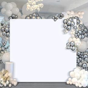 AerWo Wedding Arch Cover 6.6x6.6FT, Square Backdrop Cover Spandex Fitted Arch Covers, Stretchy Backdrop Stand Cover- Backdrop Panels for Wedding Anniversary Birthday Baby Shower Banquet Decor (White)