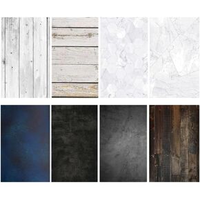 Food Photography Backdrops Paper 4 Pack Kit 22x34Inch/ 56x86cm Double Sided Photo Background Rolls Marble Wood Flat Lay for Product Jewelry Tabletop Prop Pictures, 8 Patterns