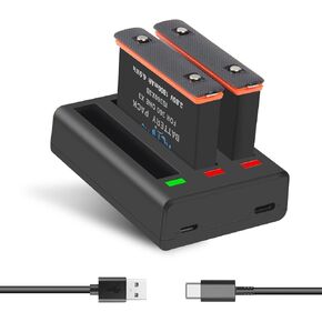 REYTRIC 1800mAh 360 X3 Batteries, Replacement Insta360 X3 Battery with Fast Charger Hub for Insta360 One X3 Camera
