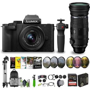 Panasonic Lumix G100D 4K Mirrorless Vlogging Camera, Tripod Grip, Vlogger Kit Bundle with OM SYSTEM M.Zuiko Digital ED 150-600mm f/5-6.3 IS (Micro Four Thirds) and 12-32mm Lens + Accessories