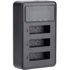 USB Charger for NP BX1, Protable Action Camera Battery Charger 3 Slot USB Charging Black Accessory for NP BX1