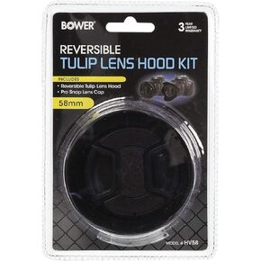 Hakosco Home Appliances Wearable Cameras Bower 58 mm Tulip/Flower Shaped Hood with Lens Cap HV58, Black