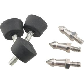 3Set Threaded Tripod Spikes Rubber DSLR Camera Tripod Foot Ground Mount Adapter 1/4 Inch Universal Non Slip Stainless Steel Screw Monopod Stand Bracket Photography Equipment Accessories Black