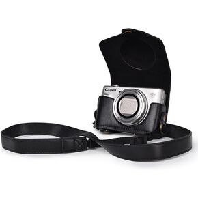 kinokoo Camera Case for Canon PowerShot SX720 HS SX730 and SX740 HS - PU Leather PowerShot SX720/SX730/SX740 HS Protective Case with Shoulder Strap - Black