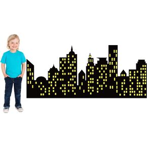 59.06 x 26.3 Inches City Skyline Backdrops American Cityscape Comics Style Buildings Scenes Photography Hero Cardboard Background for Children Birthday Party Baby Shower Photo Cake Table Decorations