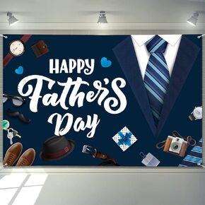 Large Fathers Day Banner Decorations 72" x 48" Happy Father's Day Backdrop Suit Tie Gifts Best Dad Ever Party Supplies Gifts Photography Background for Indoor Outdoor Garden,Yard,Home Decor