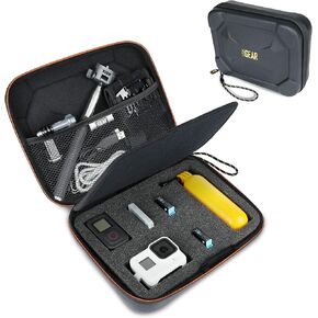 USA Gear Water Resistant EVA Foam Hard Case - Lightweight, Customizable Interior, Mesh Pocket - Compatible with Go Pro Hero 10, 9, 8, 7, 5, 3, Charger, Remote, & Camera Accessories - Case Only