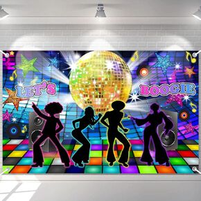 Avezano Disco Backdrop Back to 70s 80s 90s Dance Party Decorations Banner Let's Boogie Birthday Party Photo Booth Backdrops 70.8 x 43.3 Inch Background