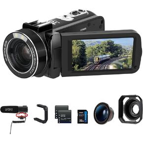 4K Optical Video Camera Autofocus Digital Camera for YouTube 3.0“ IPS Touch Screen Video Camcorder Camera Recorder 4k Vlogging Camera for Photography with Remote Control SD Card 2 Batteries (Black)