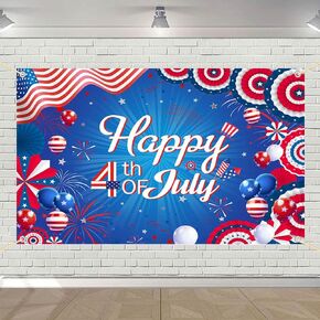 Happy 4th of July Banner Backdrop Independence Day Backdrop Banner Memorial Day Veterans Day Party Photo Bacground Banner Supplies 70.8 x 43.3